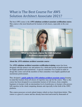 What Is The Best Course For AWS Solutions Architect Associate 2021?