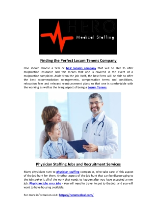 Finding the Perfect Locum Tenens Company