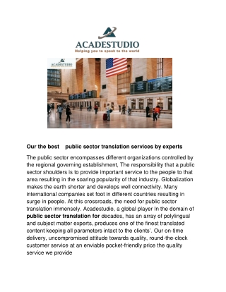 Public Sector Translation  Services