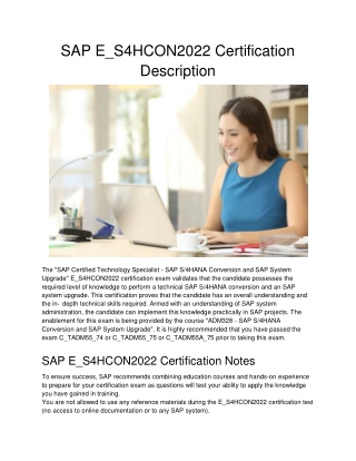 SAP E_S4HCON2022 Certification Description