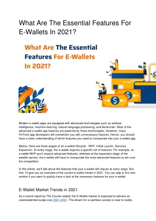 What Are The Essential Features For E-Wallets In 2021