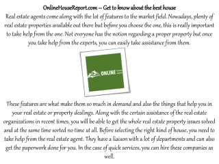 OnlineHouseReport.com – Get to know about the best house