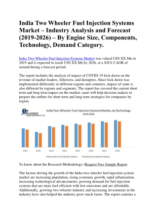 India Two Wheeler Fuel Injection Systems Market