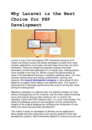 Why Laravel is the Best Choice for PHP Development