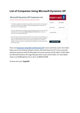 List of Companies Using Microsoft Dynamics GP