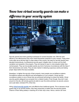 Know how virtual security guards can make a difference in your security system