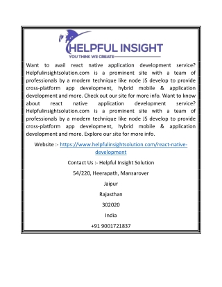 React Native Application Development  Helpfulinsightsolution.com