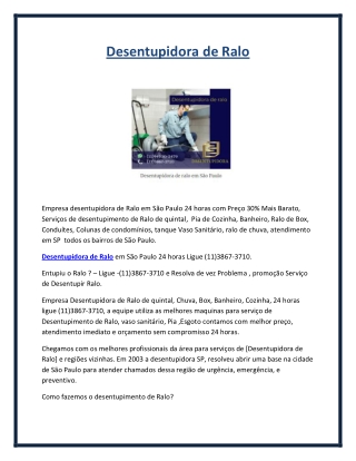 Desentupidora de Ralo - Desentupidoraemsaopaulo.srv.br