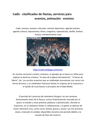 Cadiz - clasificados de fiestas, servicios para eventos, animación - eventos
