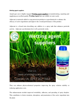 Wetting agent suppliers