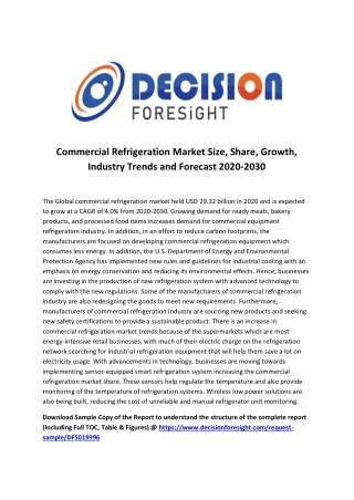 Commercial Refrigeration Market Trends by Key Players, End User, Demand, Analysis Growth and Forecast 2030