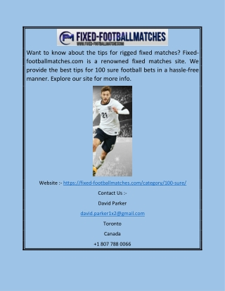 100 Sure Football Bet | Fixed-footballmatches.com