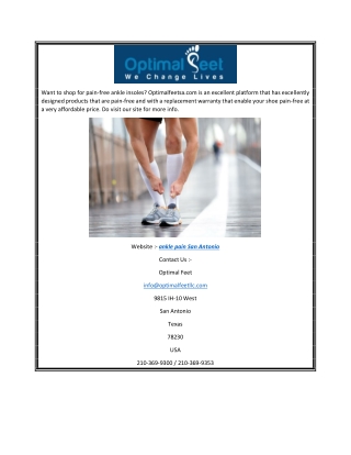 Ankle Pain San AntonioOptimalfeetsa.com