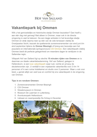 Hof van Salland - Vakantiepark Ommen