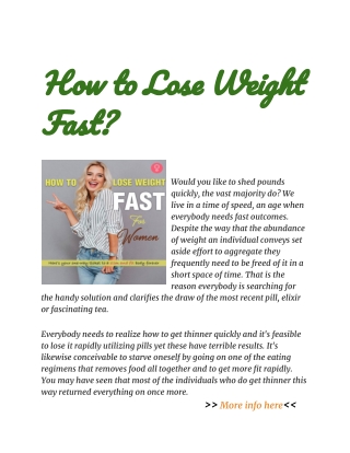 How to Lose Weight Fast