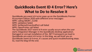 QuickBooks Event ID 4 Error? Here’s What to Do to Resolve it
