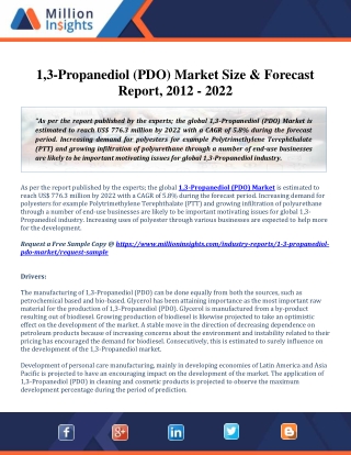 1,3-Propanediol (PDO) Market Size, Trends and Forecast 2022