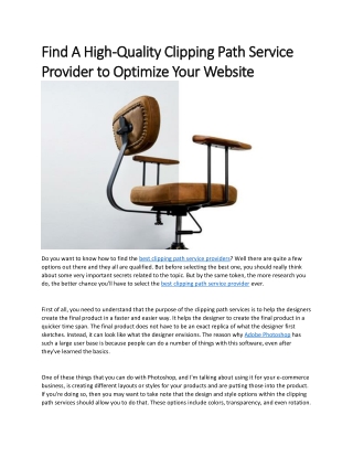 Find A High-Quality Clipping Path Service Provider to Optimize Your Website