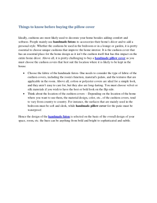 Things to know before buying pillow cover