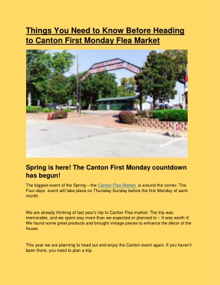 Things You Need to Know Before Heading to Canton First Monday Flea Market