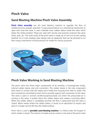 Sandblasting Pinch Valve | Pinch Valve Assembly Manufacturer