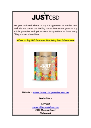 Where to Buy CBD Gummies Near Me  Justcbdstore.com