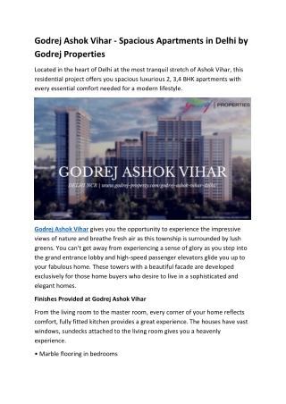 Godrej Ashok Vihar - Spacious Apartments in Delhi by Godrej Properties