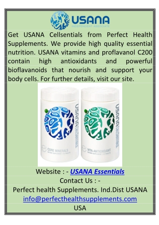 USANA Essentials Perfecthealthsupplements.com