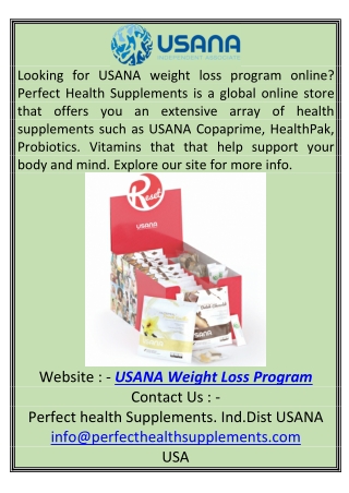 USANA Weight Loss Program Perfecthealthsupplements.com