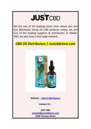 CBD Oil Distributors  Justcbdstore.com