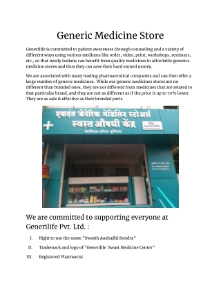 Generic Medicine Store