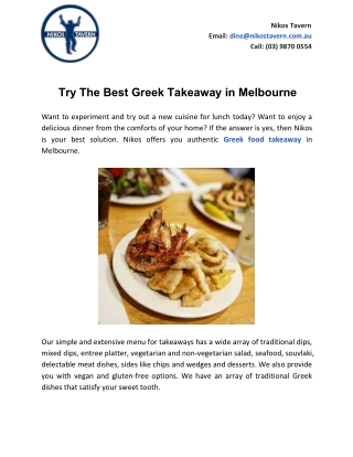 Try The Best Greek Takeaway in Melbourne