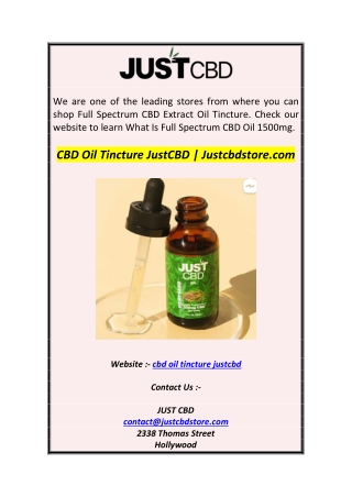 CBD Oil Tincture JustCBD  Justcbdstore.com