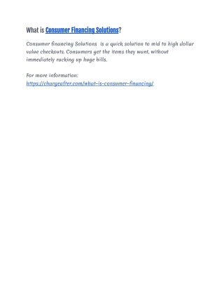 What is Consumer Financing Solutions?
