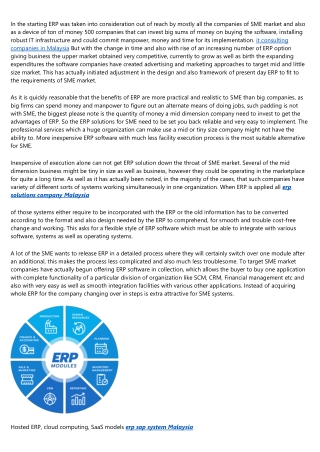 ERP for SME - Small and Medium Enterprises