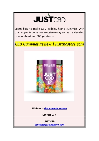 CBD Gummies Review  Justcbdstore0