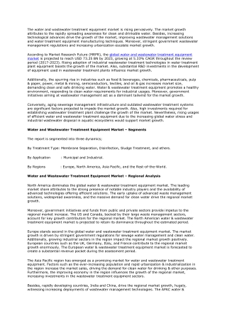 Global Water and Wastewater Treatment Equipment Market 2021: Demand, Overview