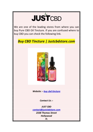 Buy CBD Tincture  Justcbdstore.com