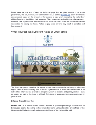 What is Direct Tax _ Different Rates of Direct taxes