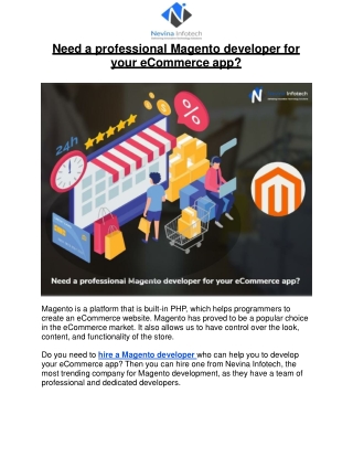 Need a professional Magento developer for your eCommerce app