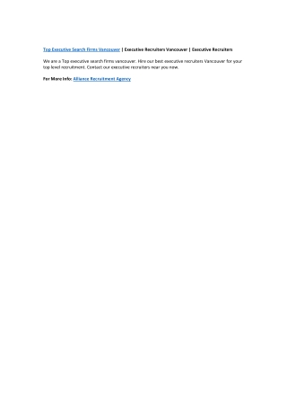 Top executive search firms vancouver