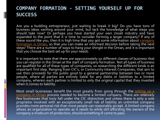 Company Formation - Setting Yourself Up For Success