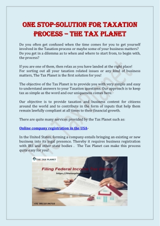 One Stop-Solution For Taxation Process – The Tax Planet
