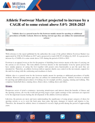 Athletic Footwear Market projected to increase by a CAGR of to some extent above