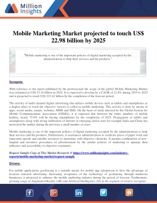 Mobile Marketing Market projected to touch US$ 22.98 billion by 2025