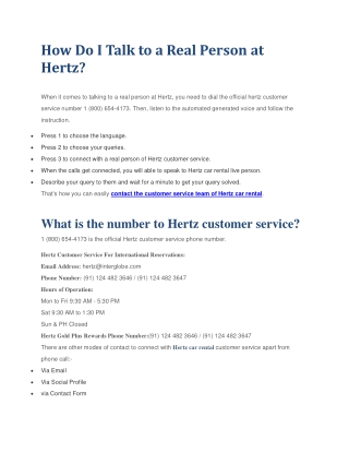 How Do I Talk to a Real Person at Hertz?