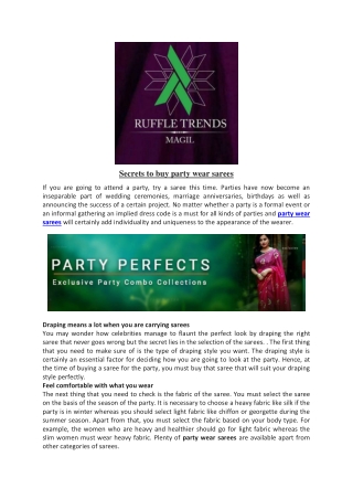Secrets to buy party wear sarees