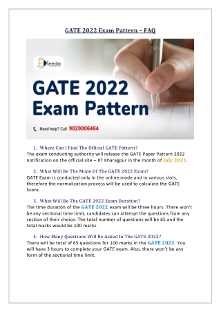 GATE 2022 Exam Pattern - FAQ
