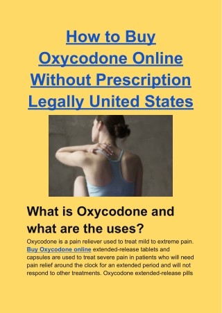 How to Buy Oxycodone Online Without Prescription Legally United States