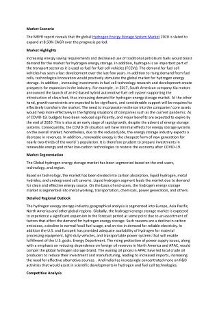 Hydrogen Energy Storage System Market: 2021 Demand, Future Estimations, Business